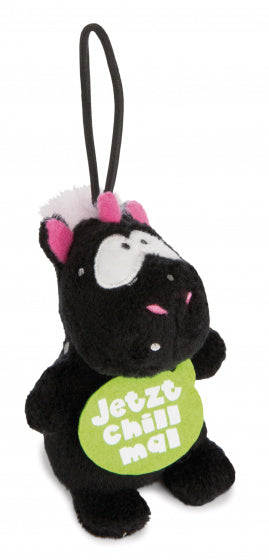 knuffel Unicorn Carbon junior pluche 8 cm zwart/groen