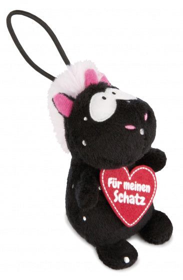 knuffel Unicorn Carbon junior pluche 8 cm zwart/rood