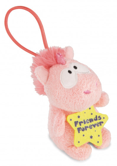 knuffel Unicorn Merry junior pluche 8 cm roze/geel