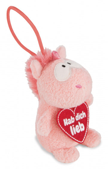 knuffel Unicorn Merry junior pluche 8 cm roze/rood