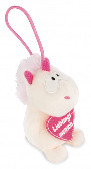 knuffel Unicorn Theodor junior pluche 8 cm roze/wit