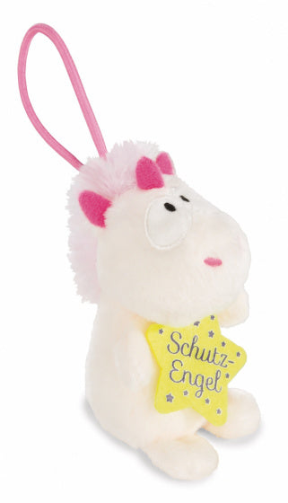 knuffel Unicorn Theodor junior pluche 8 cm wit/geel