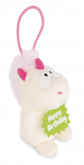 knuffel Unicorn Theodor junior pluche 8 cm wit/groen