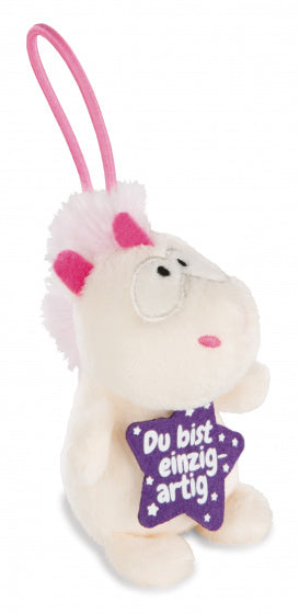 knuffel Unicorn Theodor junior pluche 8 cm wit/paars