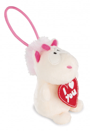 knuffel Unicorn Theodor junior pluche 8 cm wit/rood