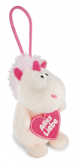knuffel Unicorn Theodor junior pluche 8 cm wit/roze