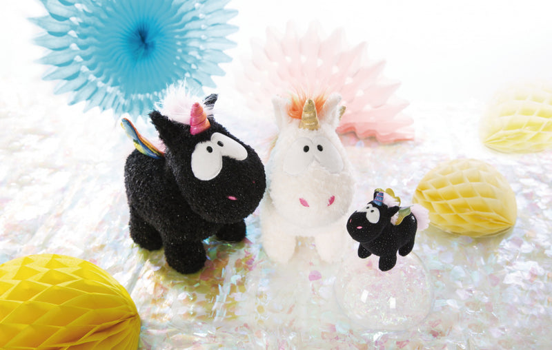 knuffel Unicorn Yin 25 x 22 cm pluche/polyester zwart