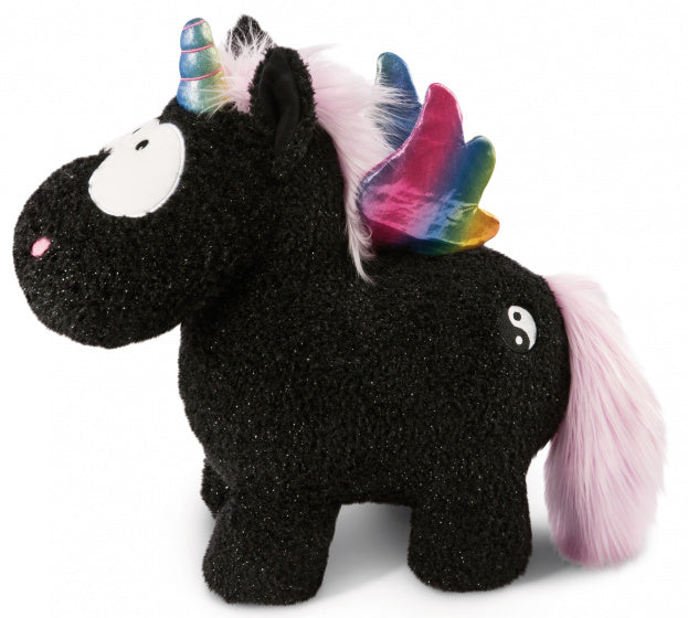 knuffel Unicorn Yin 34 x 32 cm pluche/polyester zwart