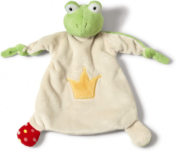 knuffeldoekje Frog 25 x 25 cm pluche wit/groen