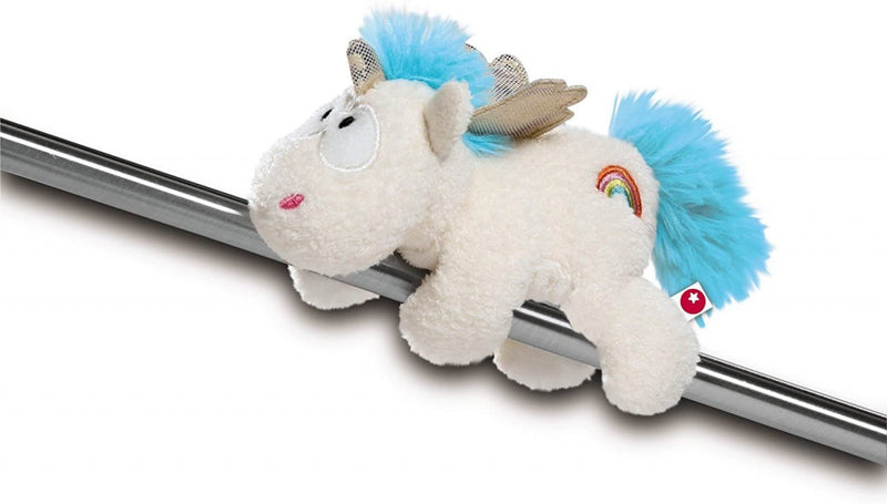 knuffeleenhoorn junior 12 cm pluche wit/blauw