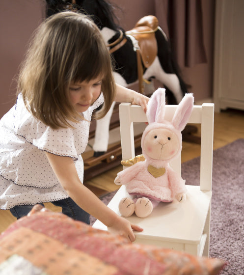 knuffelkonijn La La Bunnie junior 30 cm pluche roze/goud