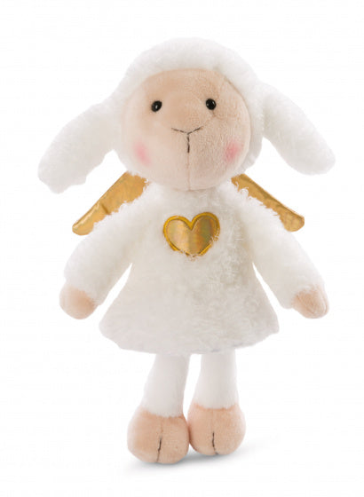 knuffelschaap La La Lammie junior 30 cm pluche wit/goud