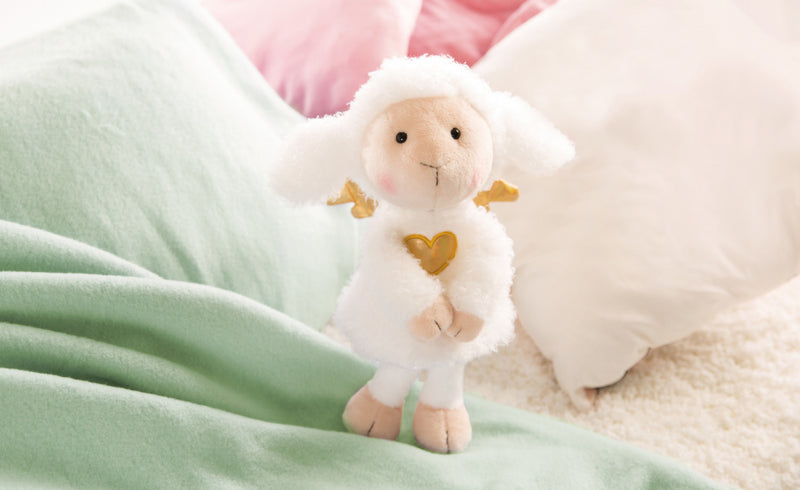 knuffelschaap La La Lammie junior 30 cm pluche wit/goud