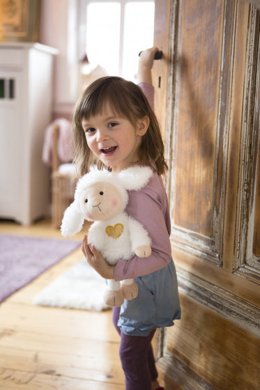 knuffelschaap La La Lammie junior 30 cm pluche wit/goud