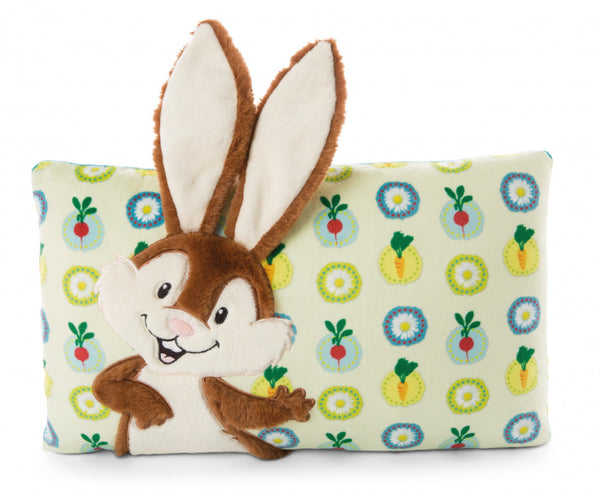 kussen konijn Poline 43 x 25 cm polyester groen/blauw