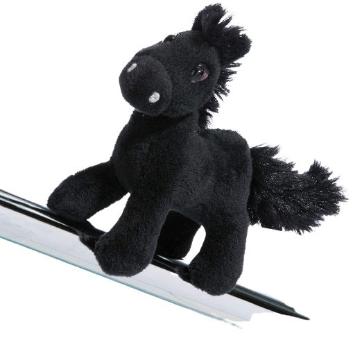 knuffelmagneet Paard junior 11,5 cm polyester zwart