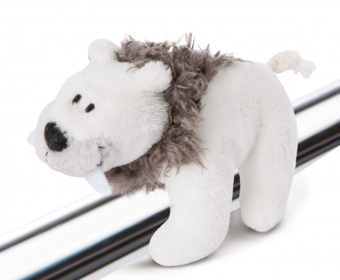 magneet sabeltandijsbeer junior 11 cm polyester wit/bruin