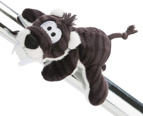 knuffelmagneet Tijger junior 12,5 x 5 cm polyester zwart