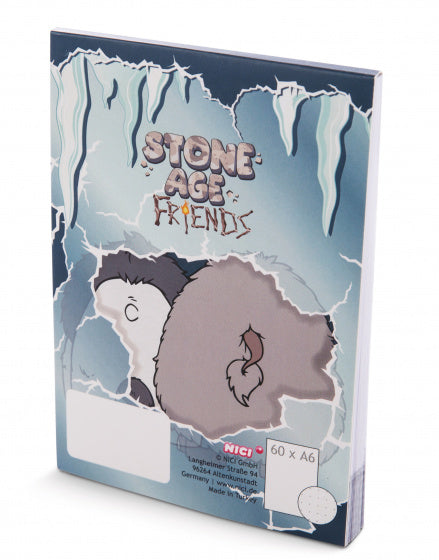 schrijfblok Stone Age Friends 10 x 15 cm papier blauw