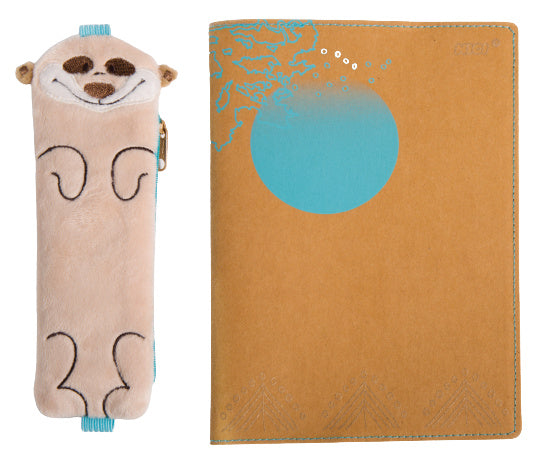 notitieboekje met etui junior A5 papier/kunstleer 2-delig