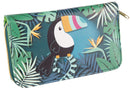portemonnee Toekan 16 x 9,5 cm polyester donkergroen