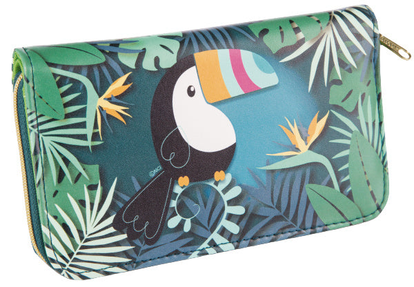 portemonnee Toekan 16 x 9,5 cm polyester donkergroen