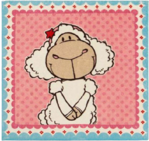 poster Jolly Sue meisjes 25 x 25 cm pluche/hout roze/blauw