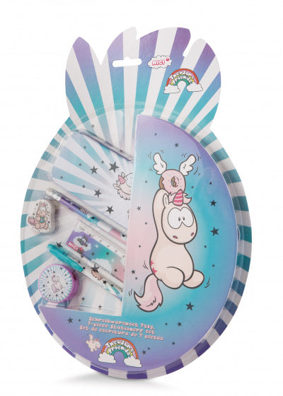 schrijfwarenset Theodor & Friends roze/turquoise 6-delig