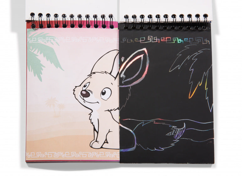 scratchboek Wild Friends junior 20 x 19 cm papier roze