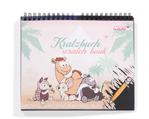 scratchboek Wild Friends junior 20 x 19 cm papier roze