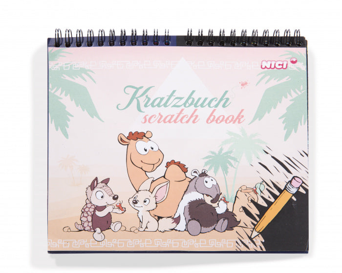 scratchboek Wild Friends junior 20 x 19 cm papier roze