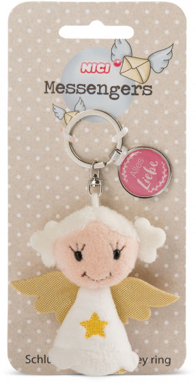 sleutelhanger Alles Liebe junior 7 cm pluche wit/roze