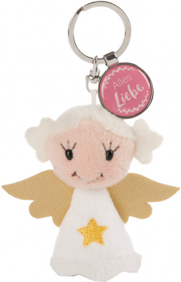 sleutelhanger Alles Liebe junior 7 cm pluche wit/roze