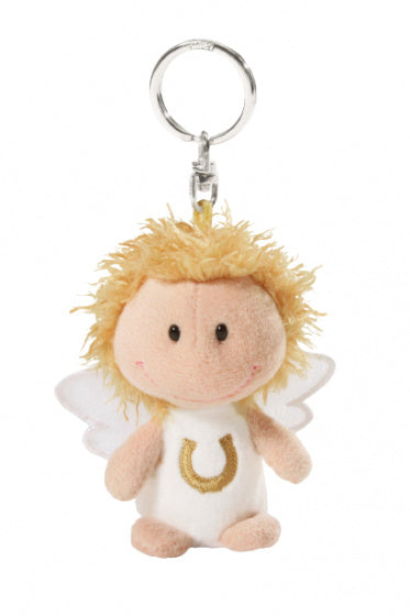 sleutelhanger Beschermengel junior 7 cm pluche wit/goud