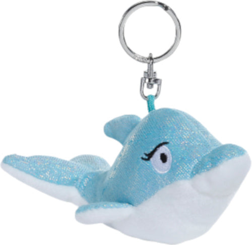 sleutelhanger Dolphin Del-Finchen junior 10 cm blauw/wit