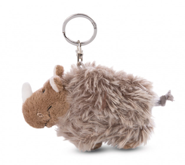 sleutelhanger Ellinor neushoorn 10 cm polyester bruin