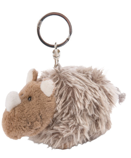 sleutelhanger Ellinor neushoorn 10 cm polyester bruin