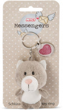 sleutelhanger Hart junior 7 cm pluche/polyester beige/roze
