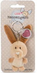 sleutelhanger Hart junior 7 cm pluche/polyester bruin/roze