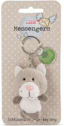 sleutelhanger Ich bring dir Glück 7 cm pluche beige/groen