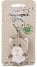 Nici Pluchen Sleutelhanger Kat met Klaverblad, 7cm