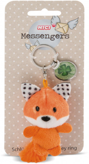 sleutelhanger Klaverblad junior 7 cm pluche oranje/groen