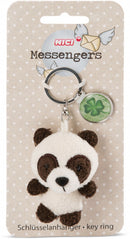 Nici Pluchen Sleutelhanger Panda met Klaverblad, 7cn