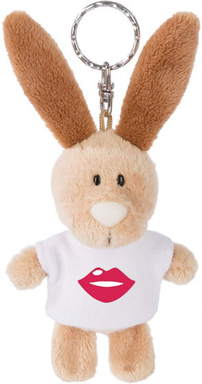 sleutelhanger kusje 10 cm polyester bruin