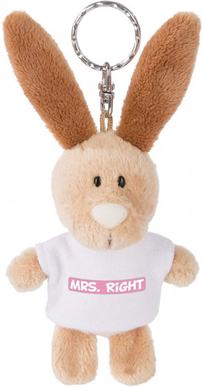 sleutelhanger mrs. right 10 cm polyester bruin