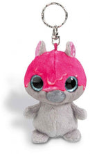 sleutelhanger nijlpaard junior 9 cm pluche grijs/roze