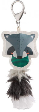 sleutelhanger stinkdier junior 12 cm kunstleer grijs/blauw