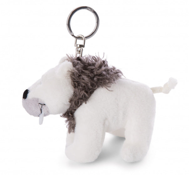 sleutelhanger sabeltandijsbeer junior 11 cm polyester wit