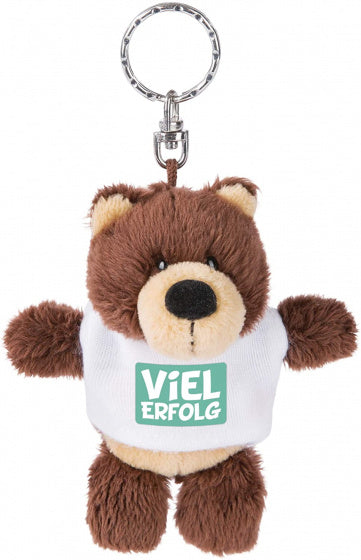 sleutelhanger viel erfolg 10 cm polyester bruin