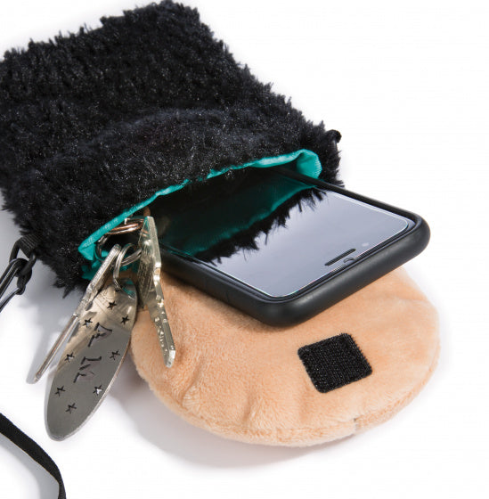 telefoontas Lama Lorenzo junior 22 cm pluche zwart